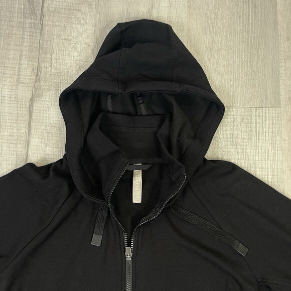Athleta Black Triumph Full Zip Hoodie Jacket size Large Athletic Thumb Holes I - Picture 4 of 11